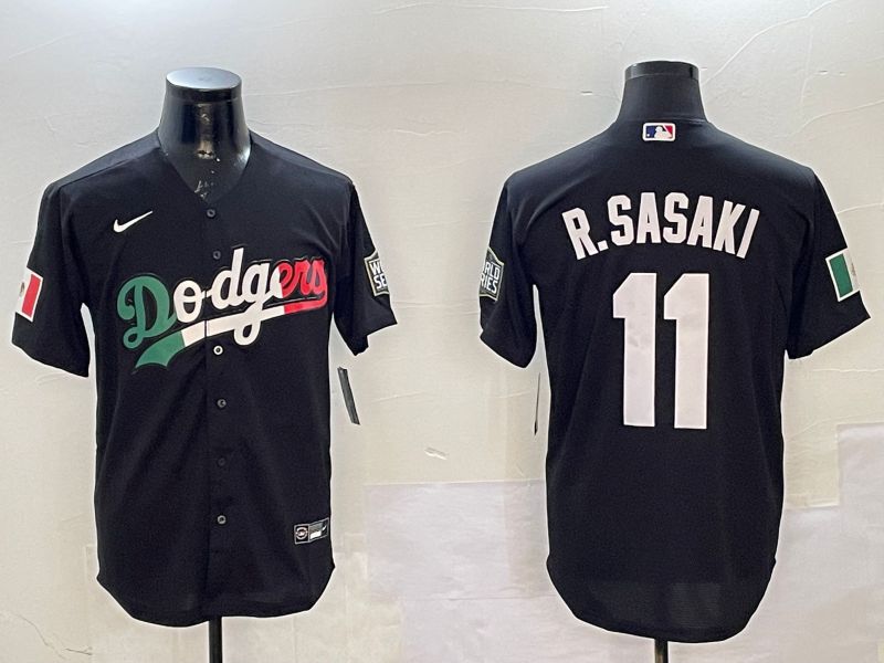 Men Los Angeles Dodgers #11 R.Sasaki Black Fashion Game 2025 Nike MLB Jersey style 2->los angeles dodgers->MLB Jersey